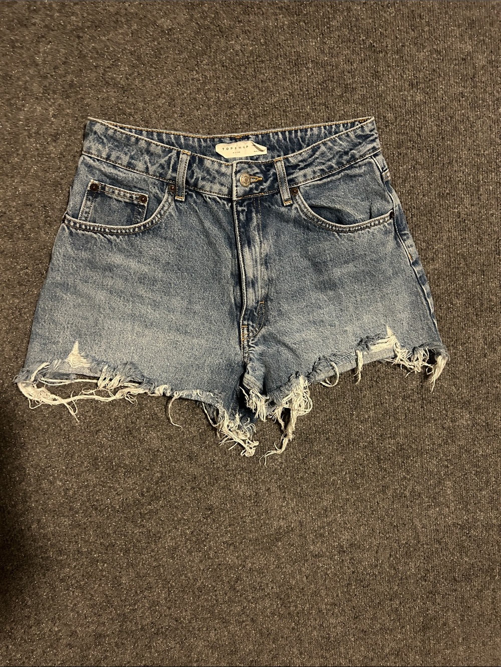 Topshop Distressed Light Blue High-Rise Denim Shorts